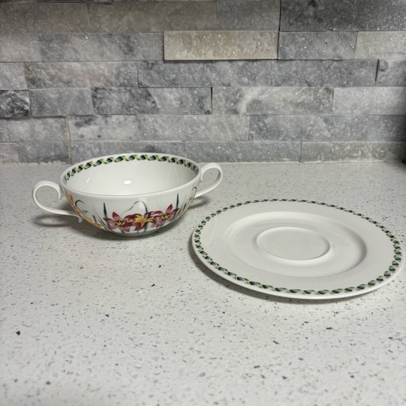 Portmeirion China Ladies Flower Garden Cream Soup Bowl & Saucer Set Vintage - Picture 10 of 16
